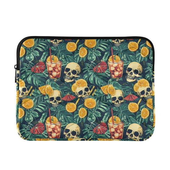 WOBOGO Tropical Plant Skull Laptop Sleeve 13.4 inch Lightweight Zipper Design Soft Padded Protection Against Scratches and Impacts