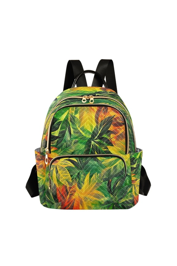 Tropical Summer Leaf Pattern Butterfly Backpack Durable Lightweight Shoulder Bag Built-in Laptop Sleeve and Multiple Utility Compartments
