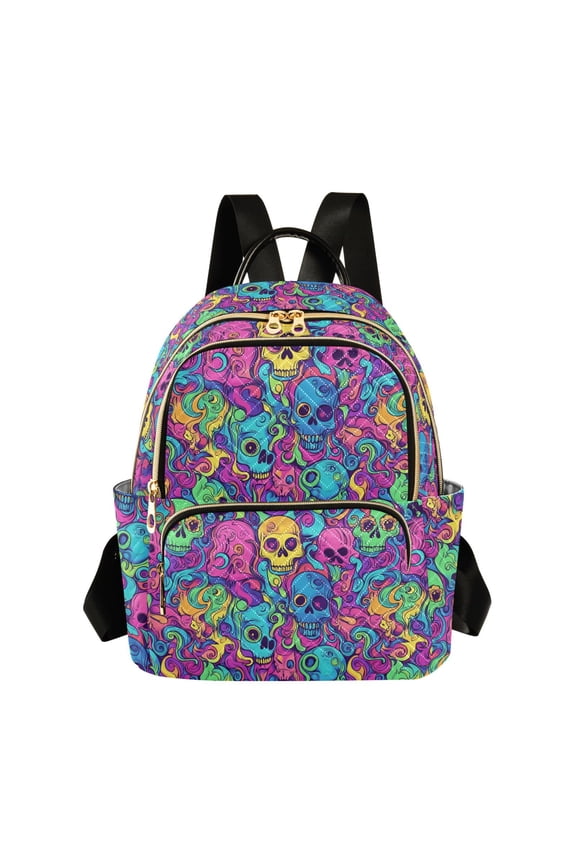 Twisted Painted Skulls Backpack Durable Lightweight Shoulder Bag Built-in Laptop Sleeve and Multiple Utility Compartments