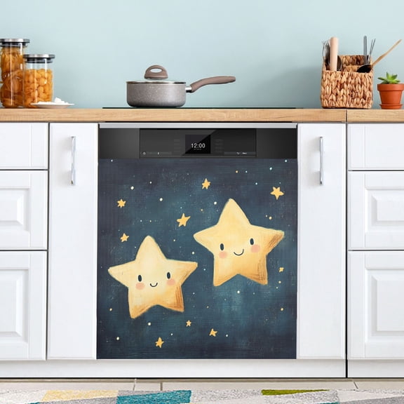 WOBOGO Two Cute Stars Magnetic Dishwasher Sticker Personalized DIY Beautiful and Practical Home Kitchen Decorations2316in.