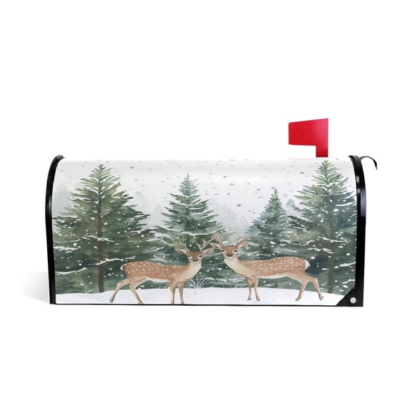 WOBOGO Two Deer Are in The Snow Mailbox Cover Magnetic for Garden Yard Home Decor Standard Size 25.4×20.78in