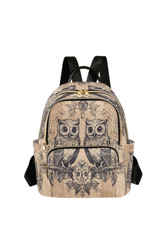 Two Owls Sitting on Opposite Branches Butterfly Backpack Durable Lightweight Shoulder Bag Built-in Laptop Sleeve and Multiple Utility Compartments