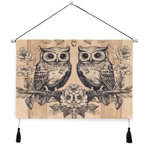 WOBOGO Two Owls Sitting on Opposite Branches Living Room Canvas Wall Art Bedroom Study Framed Canvas Print Artwork Home Office Decorations 24.516.7in