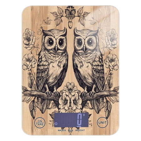 WOBOGO Two Owls Sitting on Opposite Branches Kitchen Scale Digital Gram and Ounce Weighing for Cooking Baking Ketogenic Diet Meal Prep