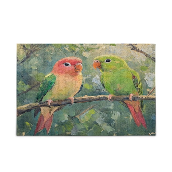 WOBOGO Two Playful Parrots Puzzle Challenge 1000 Piece Jigsaw Suitable for Game Night Finished Size 29.5 x 19.7in