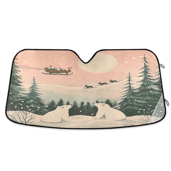 WOBOGO Two Polar Bears in The Snow Car Windshield Sunshades Autopilot Lightweight Accordion Sun Visor 55×27.6in