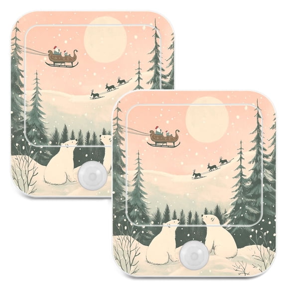 WOBOGO Two Polar Bears in The Snow Night Light Lamp with Smart Sensor Dusk to Dawn Sensor 0.6W Plug-in 2-Pack