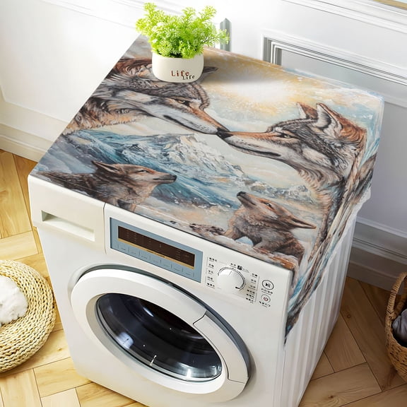 WOBOGO Two Wolf Kings Washing Machine Cloth Dryer Refrigerator Top Cover Protective Non-Slip Mat For Kitchen Laundry
