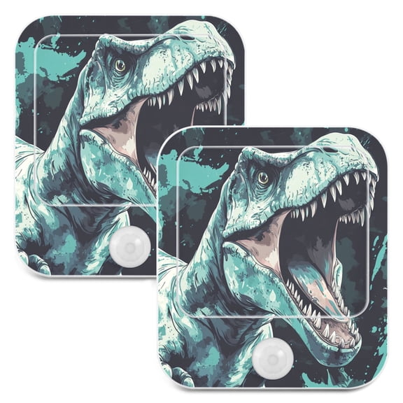 WOBOGO Tyrannosaurus Rex Night Light Lamp Set of 2 with Smart Sensor Dusk to Dawn Sensor 0.6W Plug-in