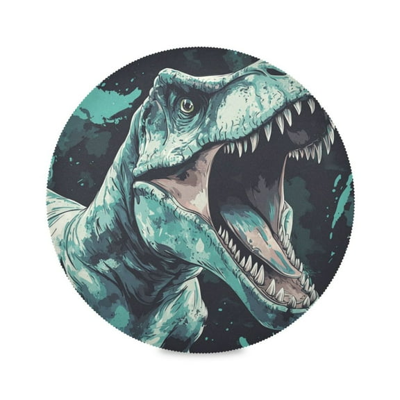 WOBOGO Tyrannosaurus Rex Round Placemats Set of 1 Heat Resistant Washable Kitchen Table Decorations 15.4in