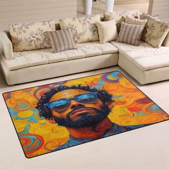 WOBOGO Uncle Art Curly Carpet Non-Slip Rugs Soft Doormat 31×20in Living Dining Room Bedroom Decorative