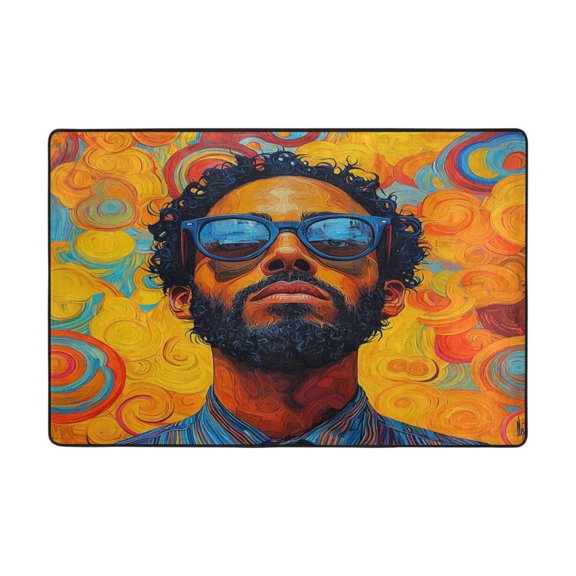 WOBOGO Uncle Art Curly Carpet Non-Slip Rugs Soft Doormat 72×48in Living Dining Room Bedroom Decorative