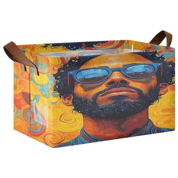 WOBOGO Uncle Art Curly Storage Basket 16.9×11.4×10in Collapsible Oversized with Metal Iron Frame Set of 1