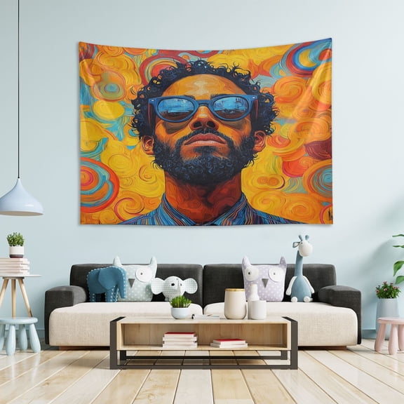 WOBOGO Uncle Art Curly Tapestry 60×40in Home Living Room Bedroom Wall Hanging Ornaments