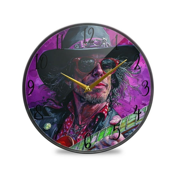 WOBOGO Uncle Rock Acrylic Wall Clock Battery Operated 9.5in Silent No Tick Bedroom Living Room Office Classroom Decoration