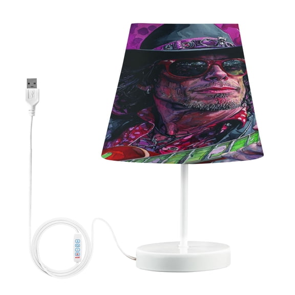 WOBOGO Uncle Rock Table Lamps Bedroom 3-Speed Dimmable Farm Style with Fabric Shade for Reading and Home Office