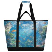 WOBOGO Undersea World Tote Cooler Bag Fold Flat Insulated Shopping Bag With Zipper For Work Picnic Beach Use 18 6.7 24in