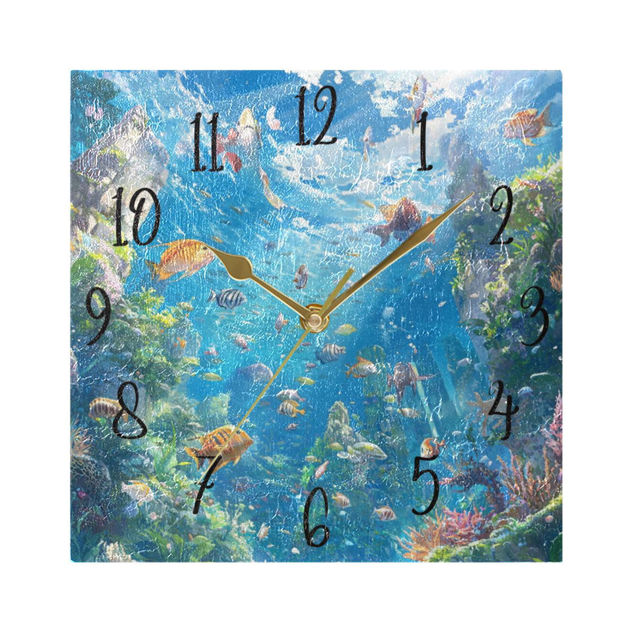 WOBOGO Undersea World Wall Clock 7.78 Inch Battery Operated Silent Unit ...