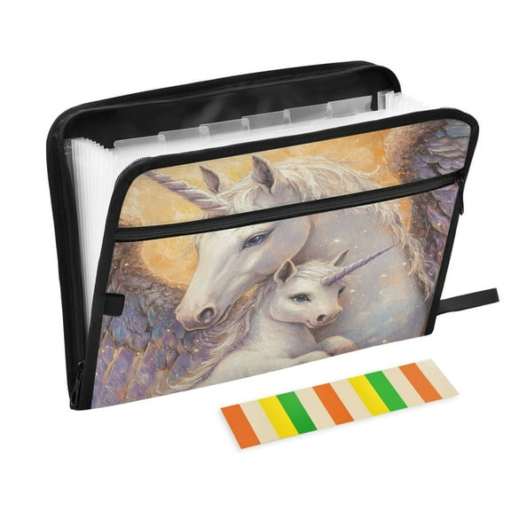 WOBOGO Unicorn Family Expanding File Folder Letter Size Accordion Filing Organizer 13 Pocket Separate Organ Pocket