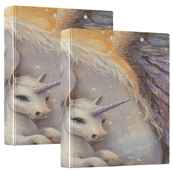 WOBOGO Unicorn Family File Folders Extra Large Capacity to Hold 200 Sheets of Documents Hard Shell Ring Binder for School Home Office