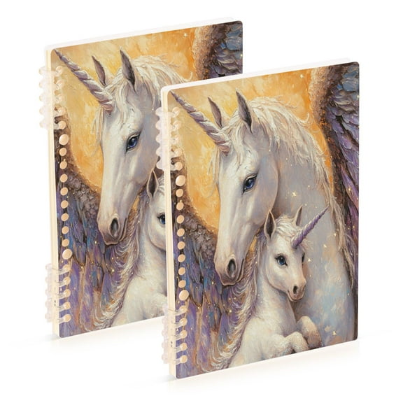 WOBOGO Unicorn Family Notebook College Horizontal Grid Paper Ink Spill Resistant Water Resistant Cover 8.3x5.7x0.4in