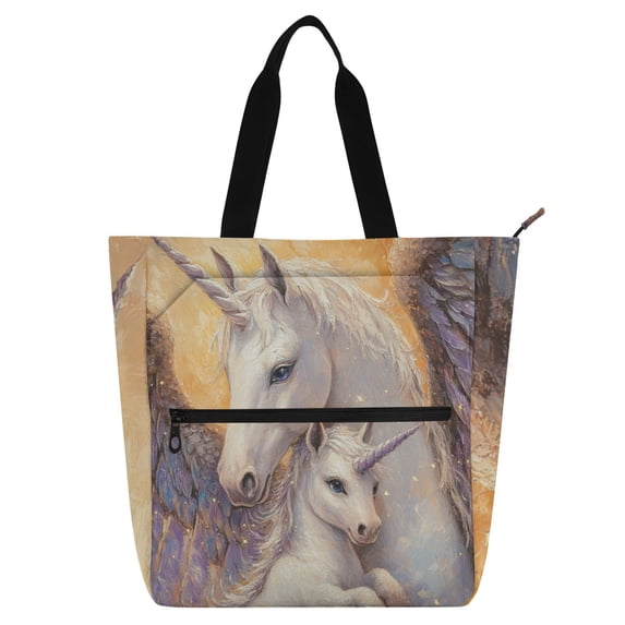 WOBOGO Unicorn Family Tote Bag for Students Birthday Gifts for Book Lovers Can be Used for Piano Lesson Pack Field Trips