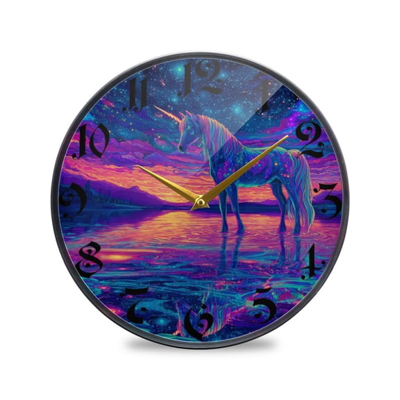 WOBOGO Unicorn Horse Acrylic Wall Clock Battery Operated 11.9in Silent No Tick Bedroom Living Room Office Classroom Decoration
