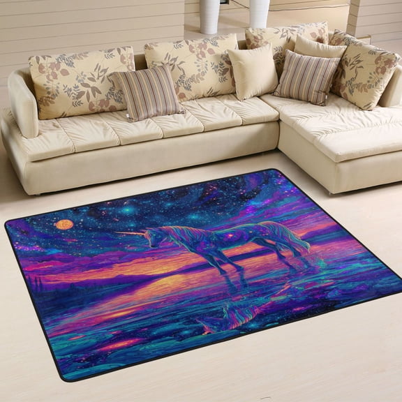 WOBOGO Unicorn Horse Carpet Non-Slip Rugs Soft Doormat 36×24in Living Dining Room Bedroom Decorative