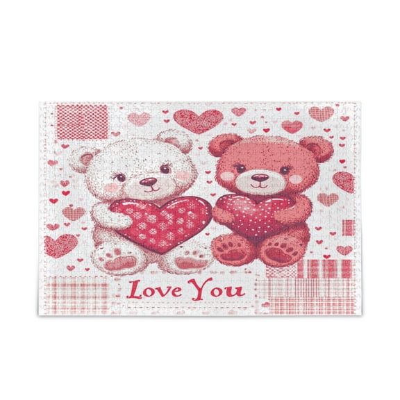 WOBOGO Valentine Teddy Bears Puzzle Challenge 1000 Piece Jigsaw Suitable for Game Night Finished Size 29.5 x 19.7in