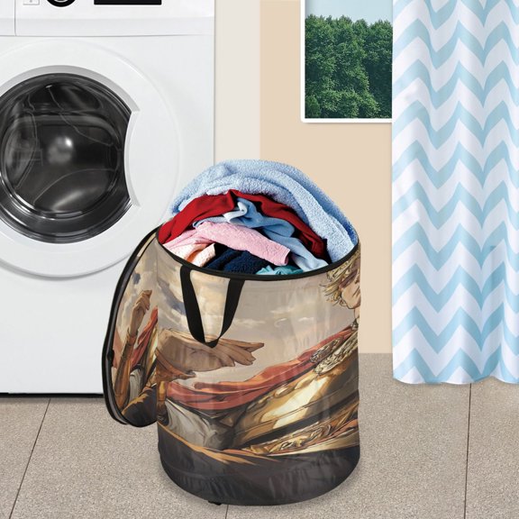 WOBOGO Vanquished King Foldable Laundry Baskets with Carry Handle Zipper Closure Travel Bathroom College Dorm Essentials