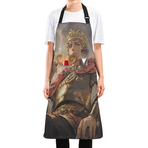 WOBOGO Vanquished King Long Apron Waterdrop Resistant with 2 Pockets Cooking Kitchen Chef Apron for Women Men