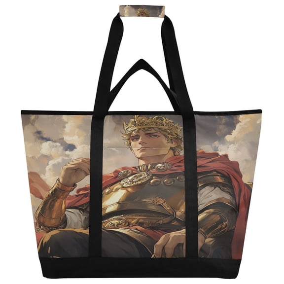 WOBOGO Vanquished King Tote Cooler Bag Fold Flat Insulated Shopping Bag With Zipper For Work Picnic Beach Use 186.724in
