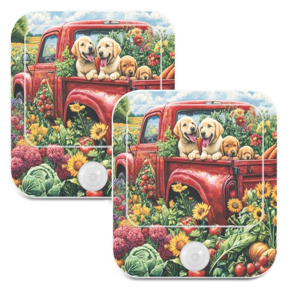 WOBOGO Vegetable Truck Night Light Lamp Set of 2 with Smart Sensor Dusk to Dawn Sensor 0.6W Plug-in