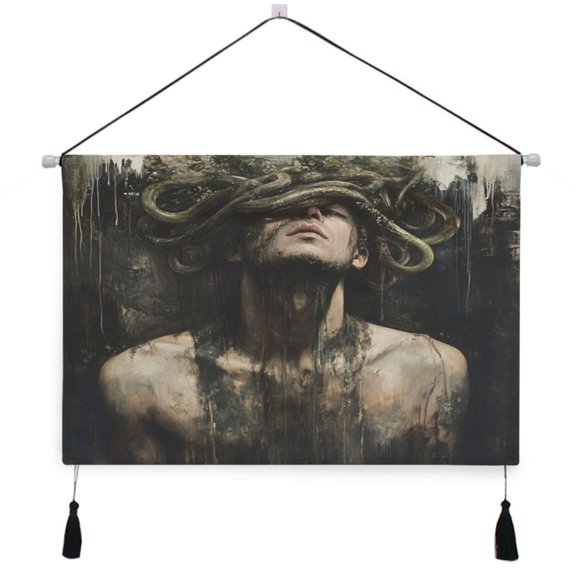 WOBOGO Vine Wrapped Around The Head Living Room Canvas Wall Art Bedroom Study Framed Canvas Print Artwork Home Office Decorations 24.516.7in