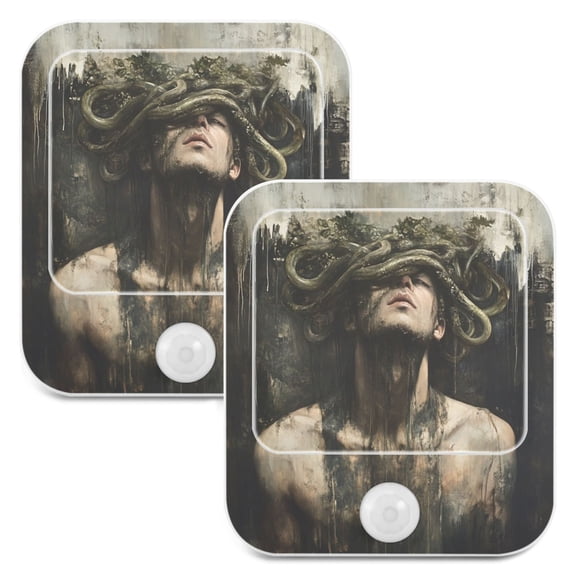 WOBOGO Vine Wrapped Around The Head Night Light Lamp with Smart Sensor Dusk to Dawn Sensor 0.6W Plug-in 2-Pack