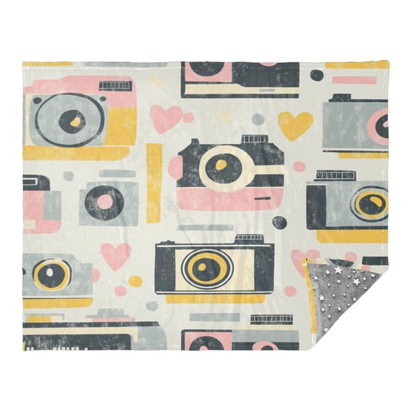 WOBOGO Vintage Film Camera Pattern Facecloth Blanket Fluorescent Effect in The Dark Four Seasons of Comfortable and Soft Skin Friendly Sheet 7055in