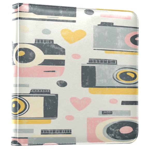 WOBOGO Vintage Film Camera Pattern Photo Albums 20 pages large capacity DIY self-adhesive page PU leather cover for family wedding anniversary baby vacation photos 2411.8in
