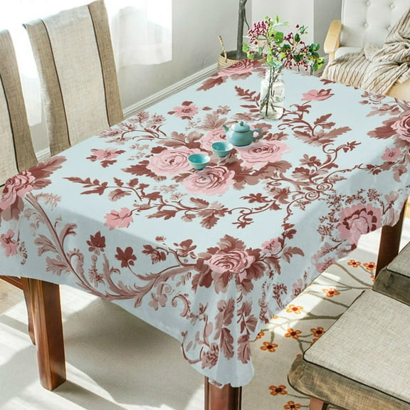 WOBOGO Vintage Floral Lace Square Tablecloth 60×60in Polyester Fabric Tablecloth Washable Dust Resistant Wrinkle Resistant