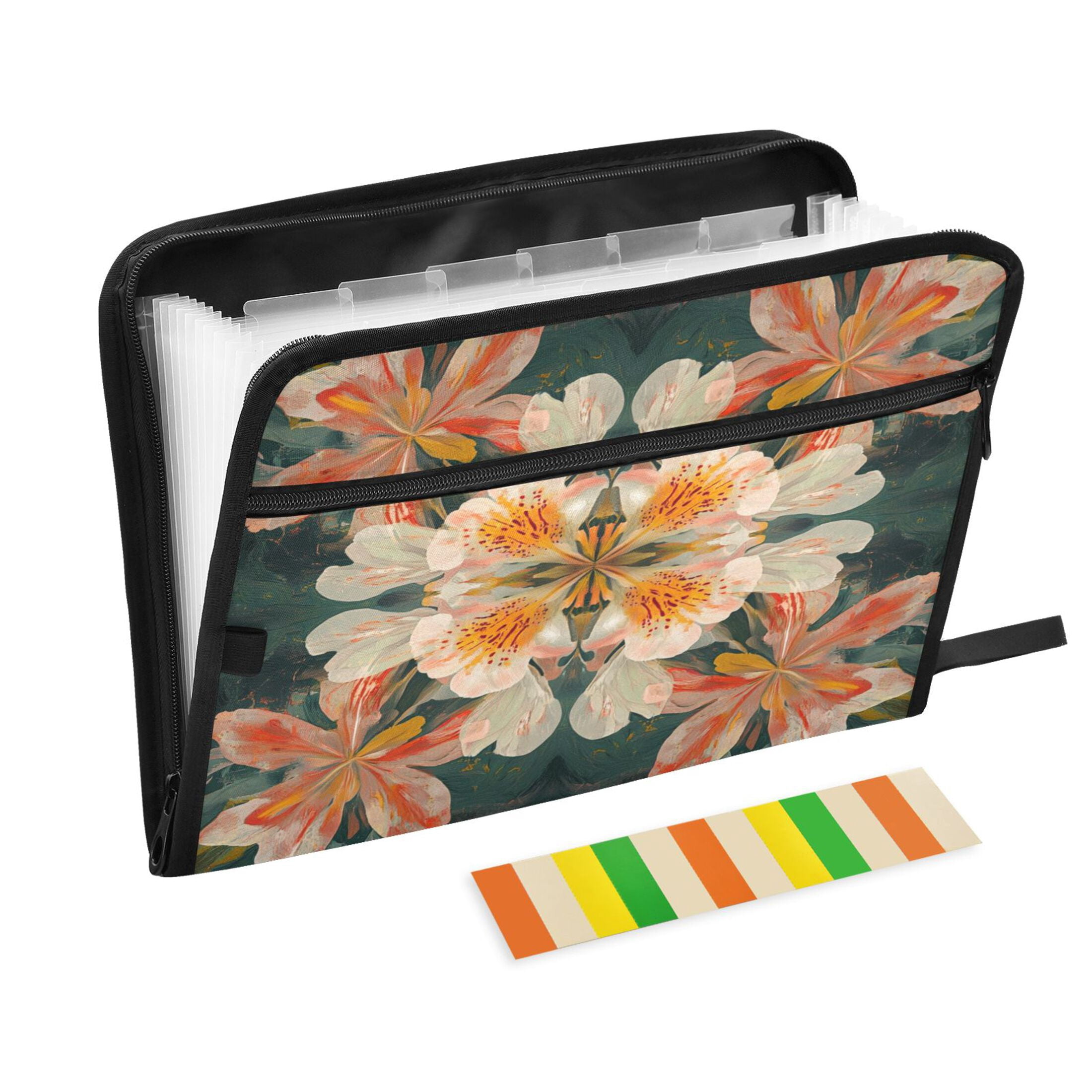 WOBOGO Vintage Floral Patterns Expanding File Folder Letter Size Accordion Filing Organizer 13 Pocket Separate Organ Pocket