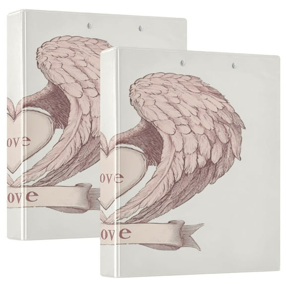 WOBOGO Vintage Illustration Of Wings File Folders Extra Large Capacity to Hold 200 Sheets of Documents Hard Shell Ring Binder for School Home Office
