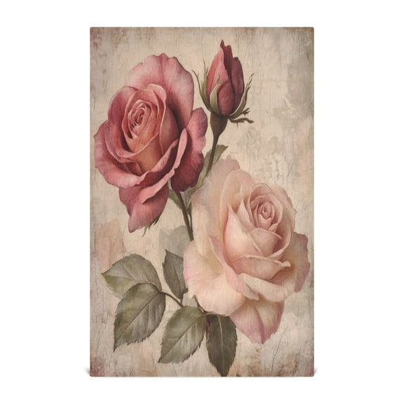 WOBOGO Vintage Rose Kitchen Towel 1 Piece Large Cotton Dishcloth Premium Absorbency Set with Hanging Loop