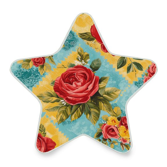 WOBOGO Vintage Rose Quilt Chart LED Star Night Light 0.2 Watt Wall Plug Dusk to Dawn Auto Switch Adjustable Brightness Soft White Light