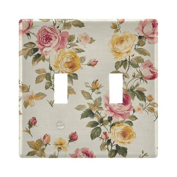 WOBOGO Vintage Shabby Chic Floral Pattern with Roses 2-hole Switch Plates PC Flame Retardant Plastic Material Glossy Finish Smooth Touch 4.56x4.48x0.27in