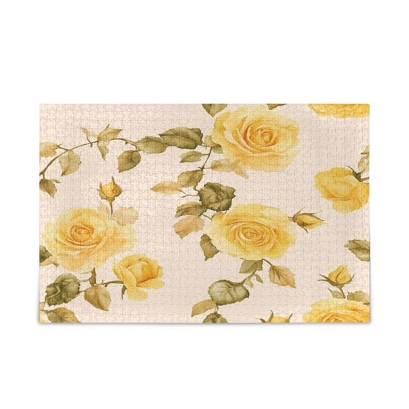 WOBOGO Vintage Yellow Rose Puzzle Challenge 500 Piece Jigsaw Suitable for Game Night Finished Size 20.5 x 14.9in