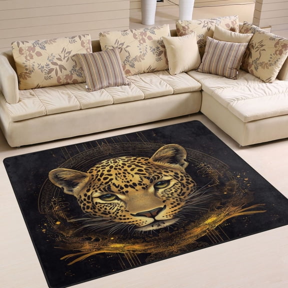 WOBOGO Vivid Image Panther Carpet Non-Slip Rugs Soft Doormat 63×48in Living Dining Room Bedroom Decorative