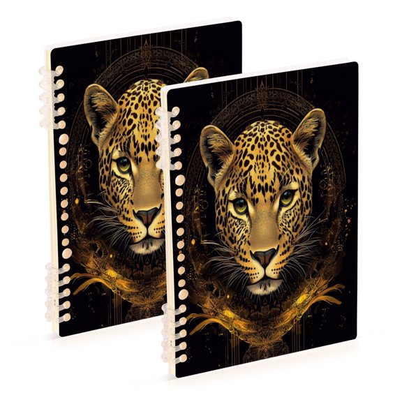 WOBOGO Vivid Image Panther Notebook College Horizontal Grid Paper Ink Spill Resistant Water Resistant Cover 8.3x5.7x0.4in