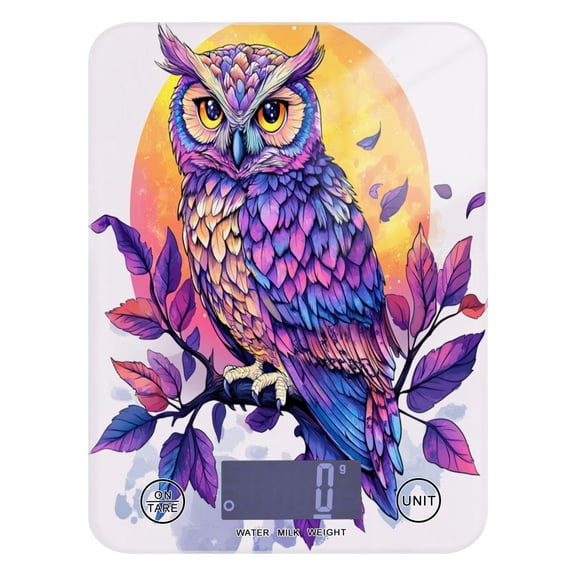 WOBOGO Vivid Purple Owl Kitchen Scale Digital Gram and Ounce Weighing for Cooking Baking Ketogenic Diet Meal Prep