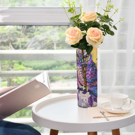 WOBOGO Vivid Purple Owl Plastic Vase Home or Wedding Decoration Centerpiece Unbreakable 11.83.9in
