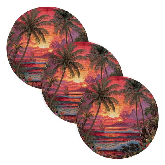 WOBOGO Volcanic Island Coil Placemats 3pcs Resistant Hot Pads Mat for Table Counter Cooking Potholder 15in