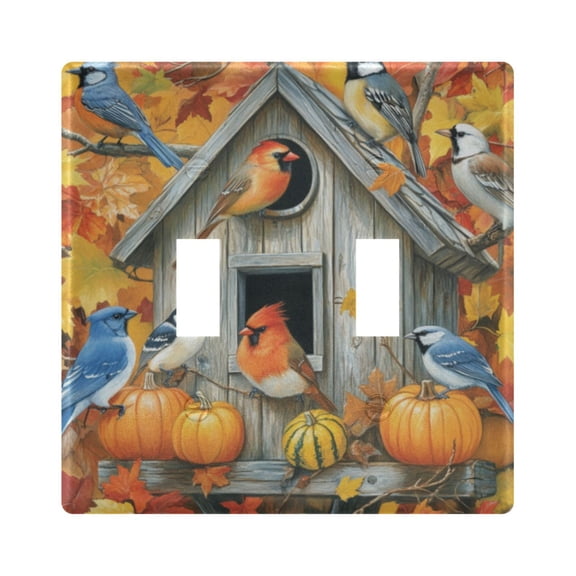 WOBOGO Warm Birdhouse 2-hole Switch Plates PC Flame Retardant Plastic Material Glossy Finish Smooth Touch 4.56x4.48x0.27in